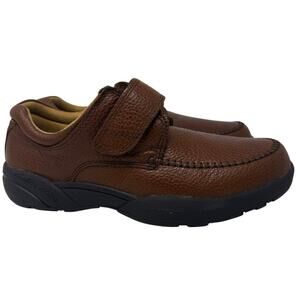 Dr Comfort Men’s Leather Strap Slip On Shoes Brown Comfort Walking Size 9.5